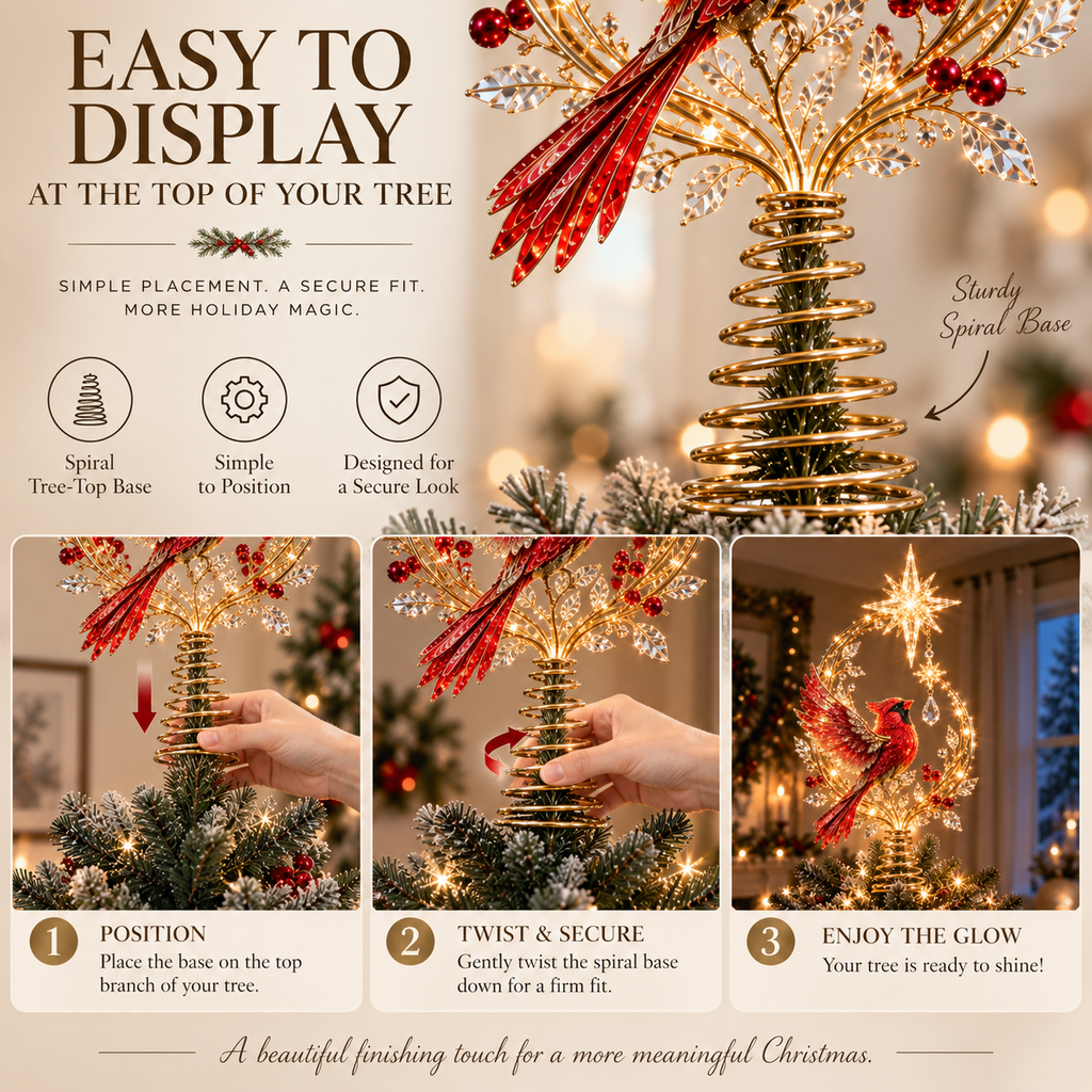 ✨Last Day 90% OFF✨🐦Cardinal Heaven's Light Tree Topper🌟