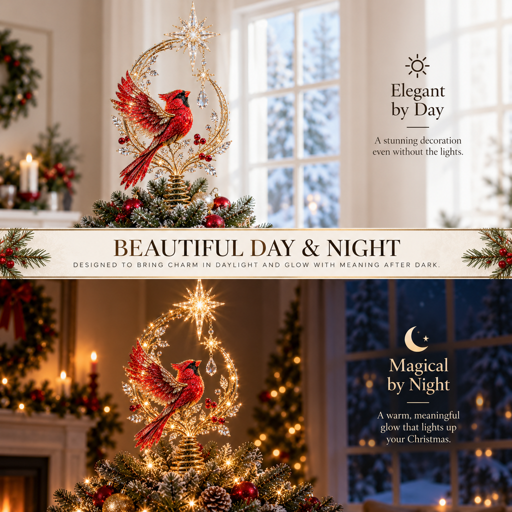 ✨Last Day 90% OFF✨🐦Cardinal Heaven's Light Tree Topper🌟