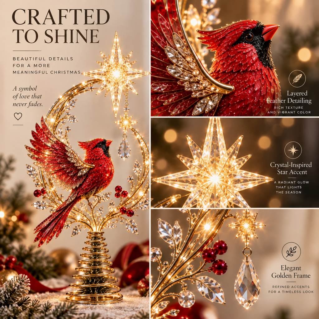 ✨Last Day 90% OFF✨🐦Cardinal Heaven's Light Tree Topper🌟