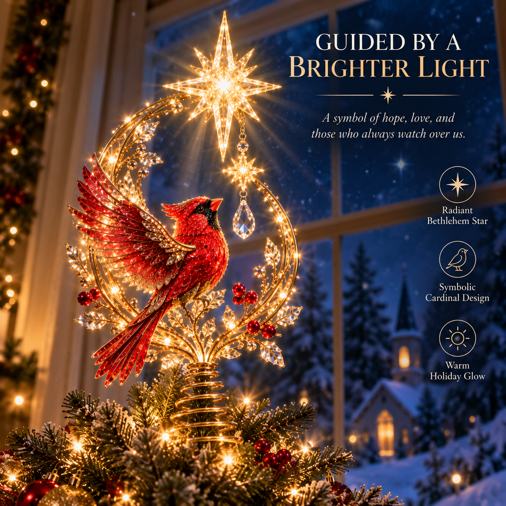 ✨Last Day 90% OFF✨🐦Cardinal Heaven's Light Tree Topper🌟