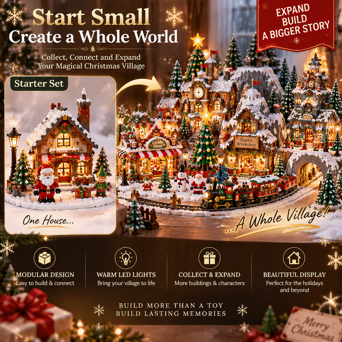 🔥Last Day 90% OFF🔥Magic Christmas Glow Castle™ Build A Christmas World That Glows With Memories ✨