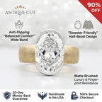 The Timeless Statement: 4ct Oval Lab-Diamond in Hand-Brushed Gold – Elegance That Won't Snag Your Silk or Flip on Your Finger--Last Day Sale-90% OFF🔥