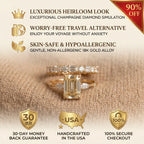 Vintage Emerald Cut 3-Stone Ring Set in 18K Gold Over Silver - The Perfect Travel & Anniversary Upgrade--Last Day Sale-90% OFF🔥