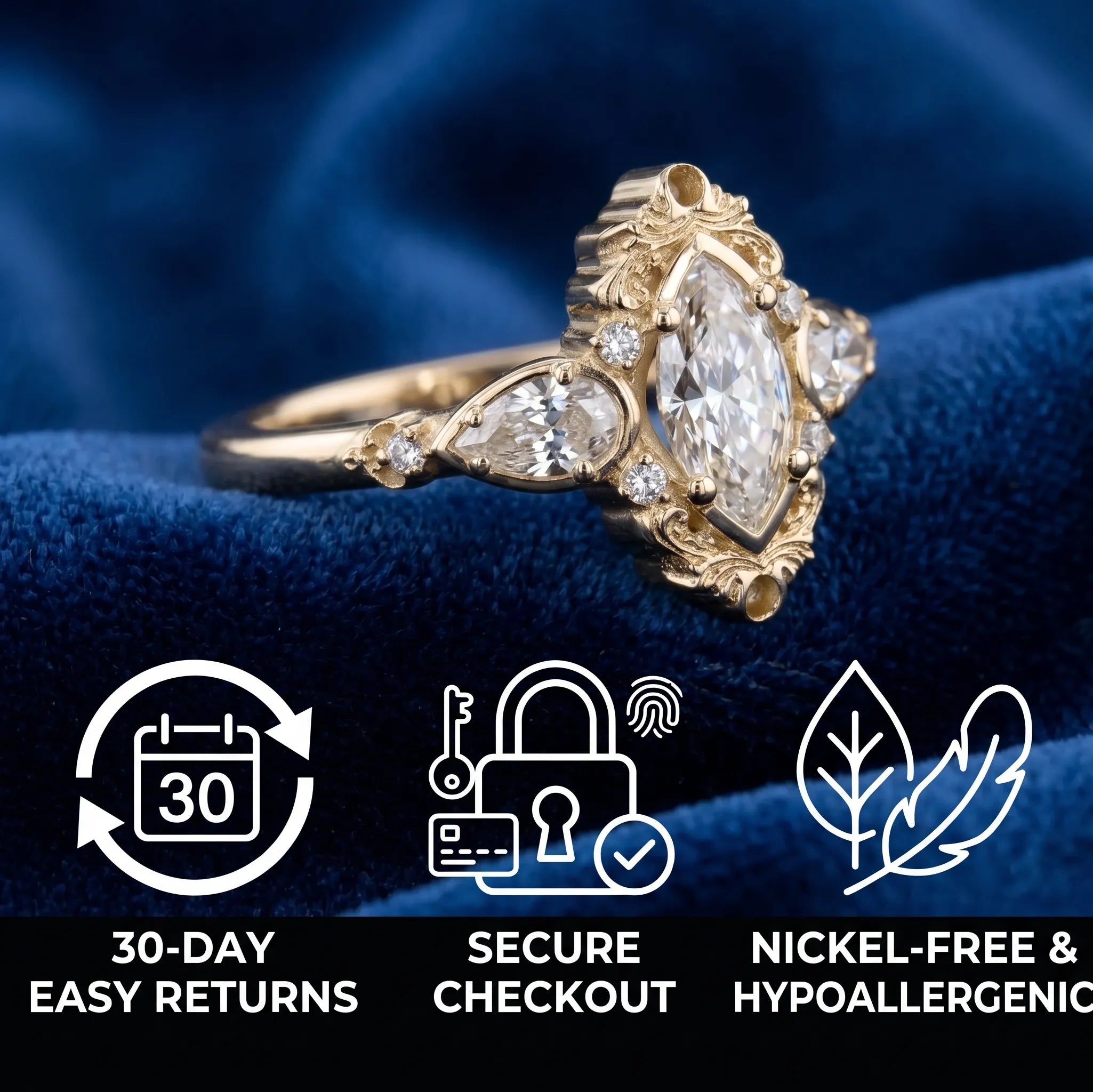 The "Odette" Handcrafted Vintage Marquise Ring — Heirloom Edition --Last Day Sale-90% OFF🔥