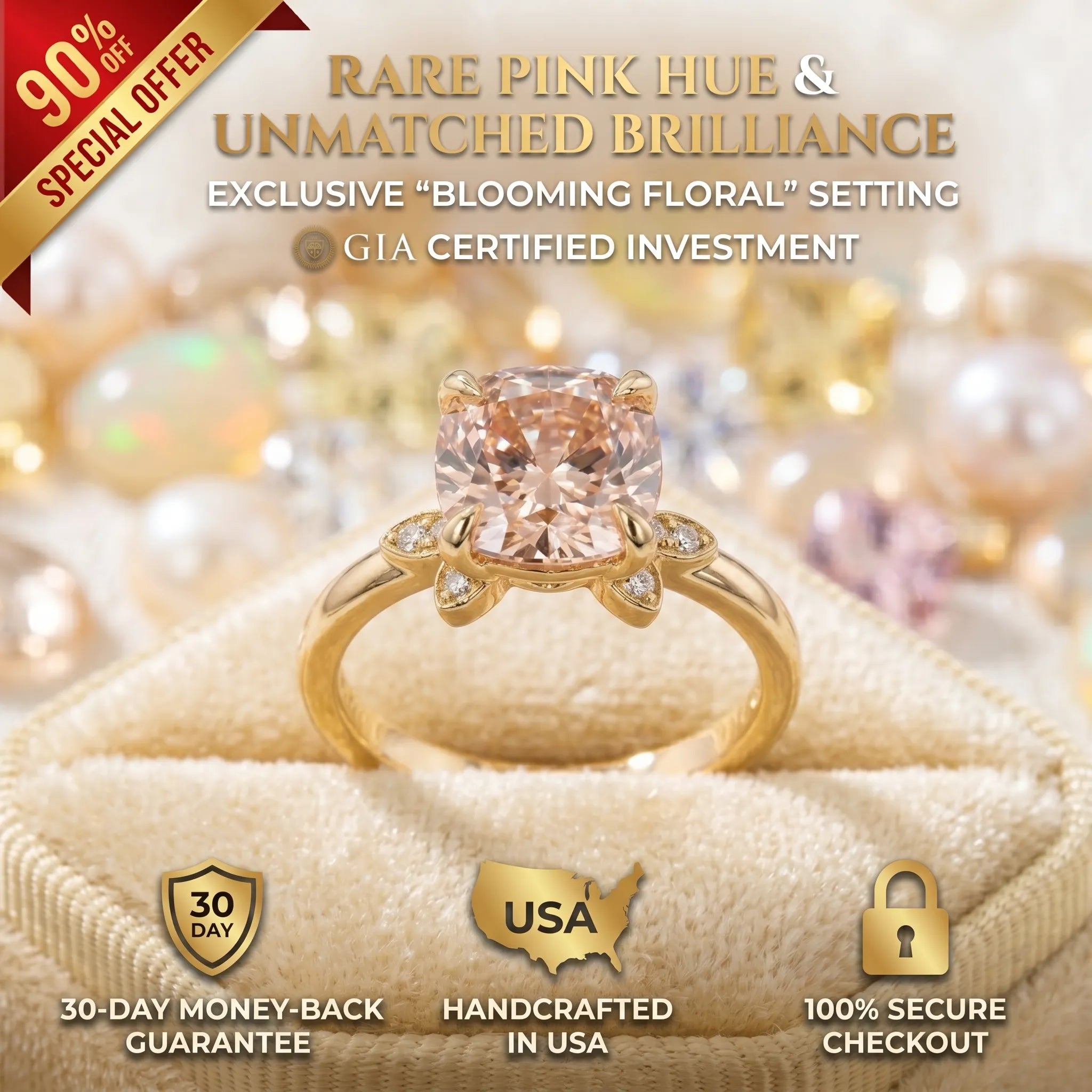 The "Blooming Elegance" 2.57ct Pink Diamond Ring | Portuguese Cut, GIA Certified Floral Setting--Last Day Sale🔥90% OFF