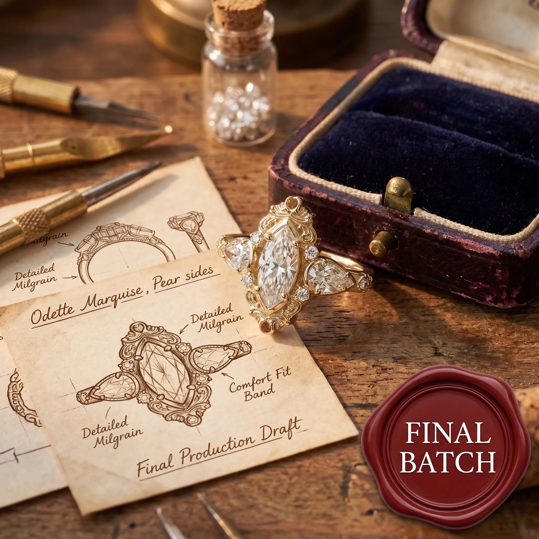 The "Odette" Handcrafted Vintage Marquise Ring — Heirloom Edition --Last Day Sale-90% OFF🔥