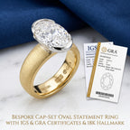 The Timeless Statement: 4ct Oval Lab-Diamond in Hand-Brushed Gold – Elegance That Won't Snag Your Silk or Flip on Your Finger--Last Day Sale-90% OFF🔥