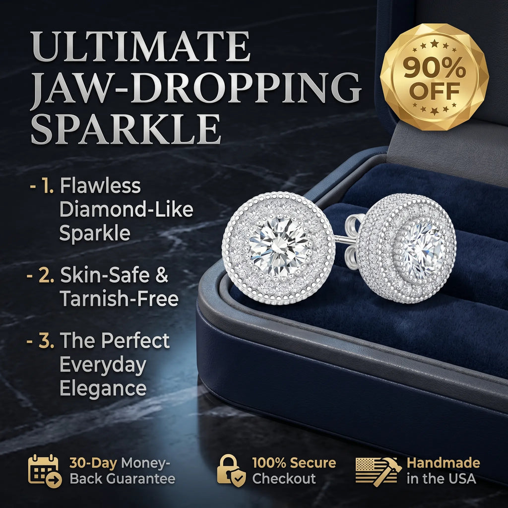 The "Timeless Radiance" 5-Carat Moissanite Halo Stud Earrings - Hypoallergenic 925 Silver-Last Day Sale🔥90% OFF