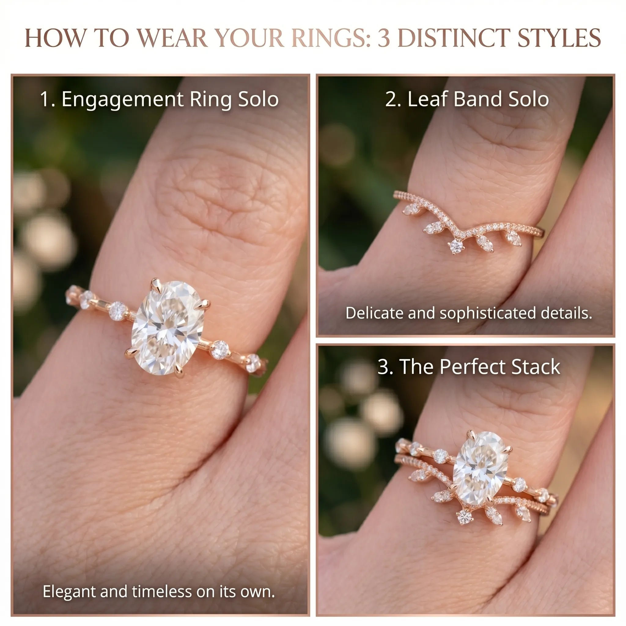 The "Blooming Daisy" Oval & Leafy Nesting Ring Set | 3-in-1 Versatile Anniversary Upgrade --Last Day Sale🔥90% OFF