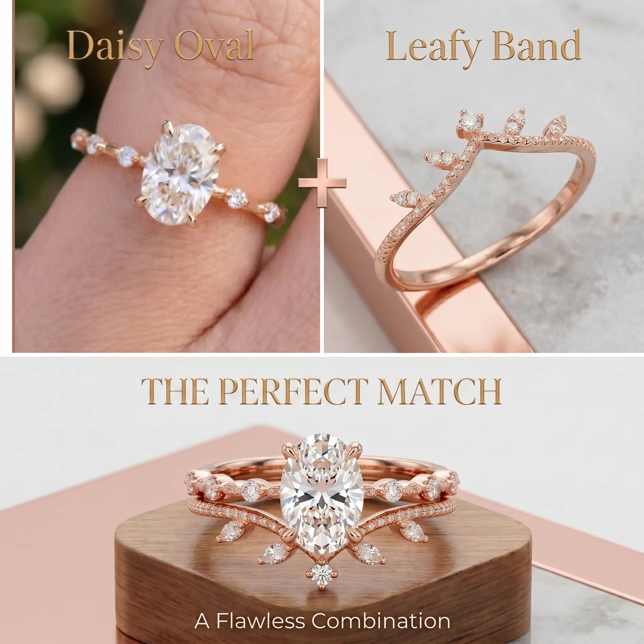The "Blooming Daisy" Oval & Leafy Nesting Ring Set | 3-in-1 Versatile Anniversary Upgrade --Last Day Sale🔥90% OFF