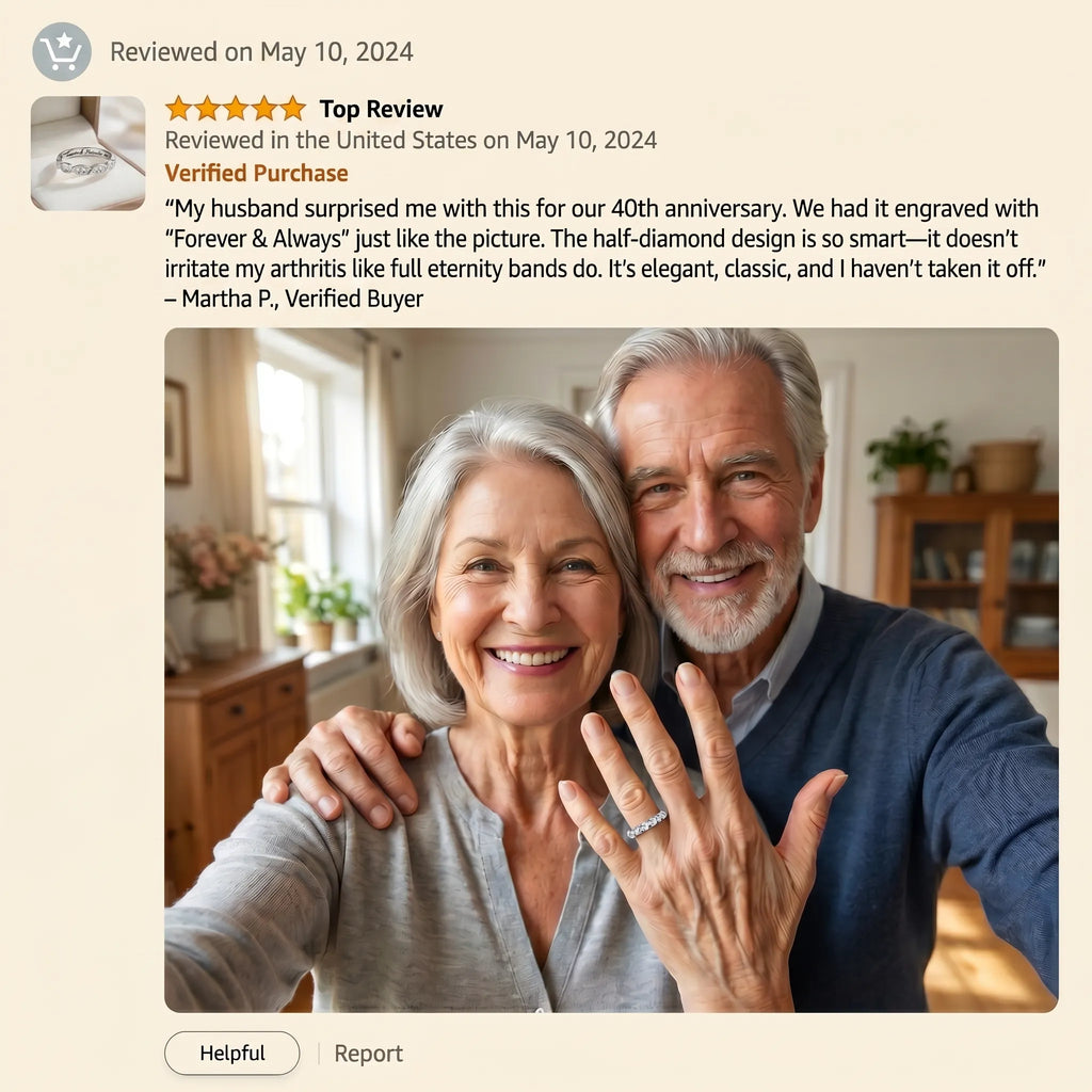 The "Forever & Always" Half Eternity Diamond Band | Premium Platinum Comfort Fit--Last Day Sale🔥90% OFF