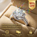 Handcrafted Vintage Twist Flower Moissanite Ring — Passes Diamond Tester, Hypoallergenic & Perfect Travel Ring--Last Day Sale🔥90% OFF