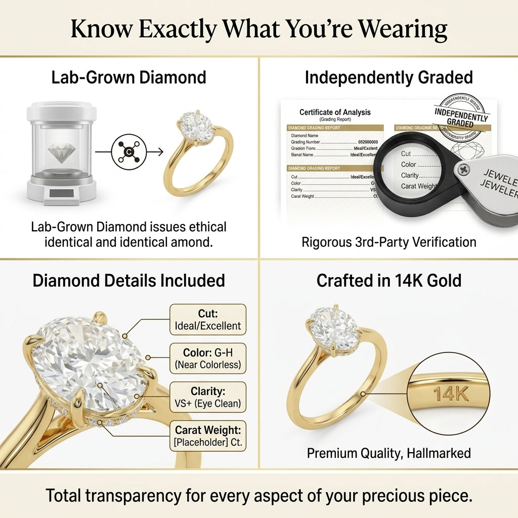 The Aurelia Oval 1.5-2.5CT Lab-Grown Diamond Hidden Halo Ring