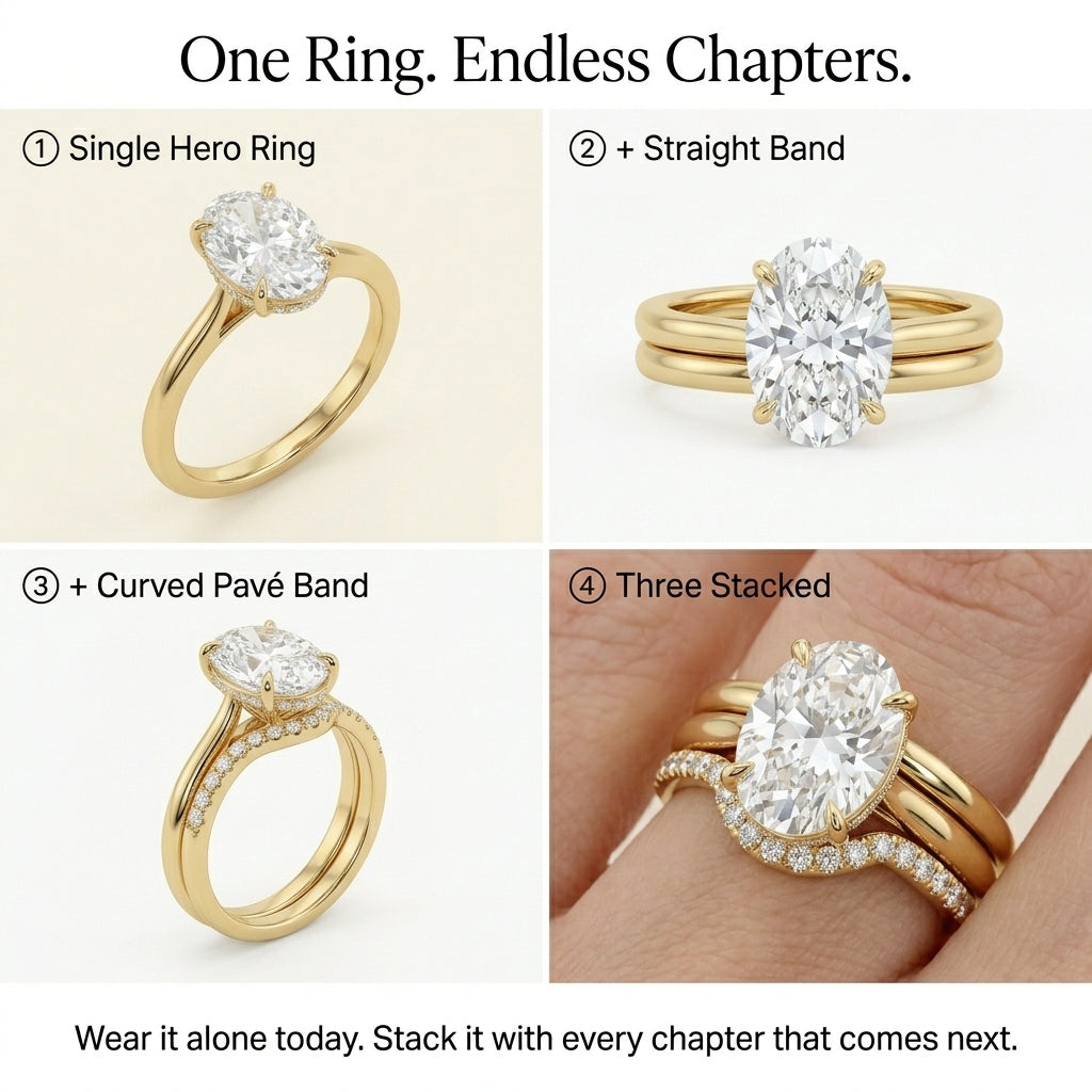 The Aurelia Oval 1.5-2.5CT Lab-Grown Diamond Hidden Halo Ring