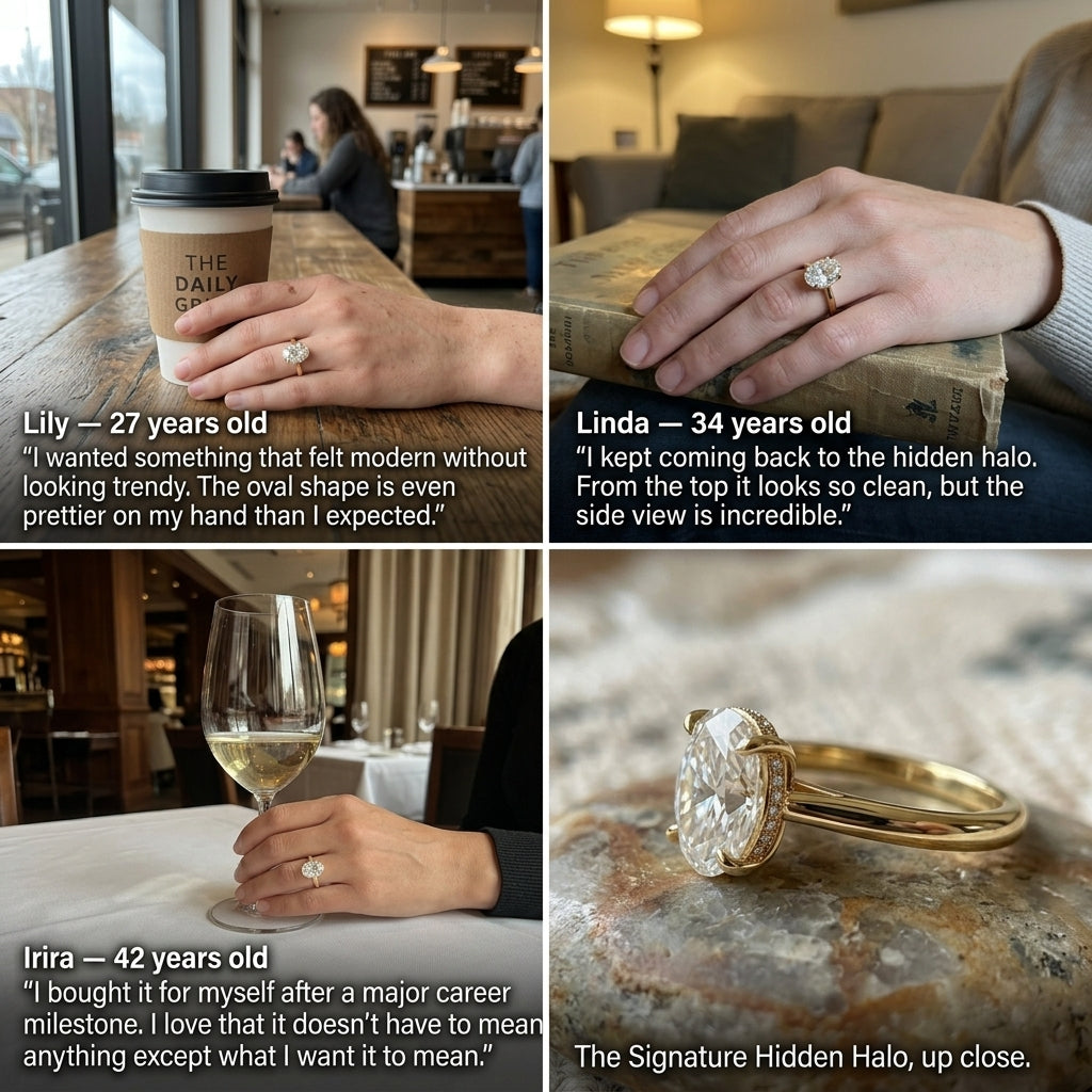 The Aurelia Oval 1.5-2.5CT Lab-Grown Diamond Hidden Halo Ring
