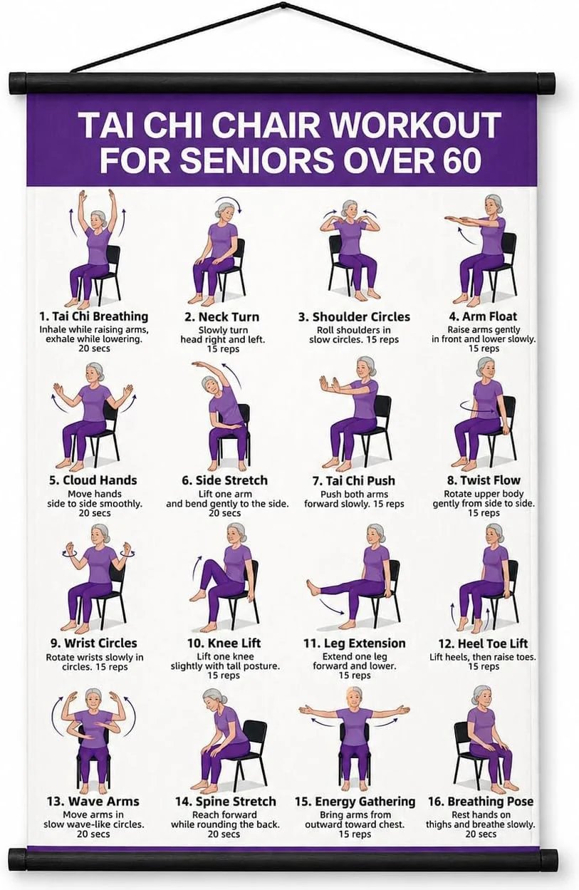 🔥Last Day 90% OFF🔥❄️🔥Tai Chi Chair Workout Chart for Seniors (16 x 24 inches)