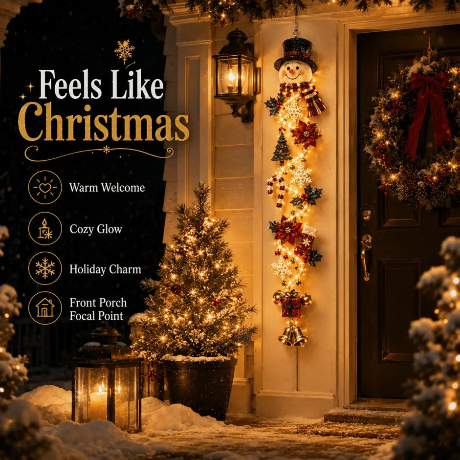 ✨Last Day 90% OFF✨– 🎄MerryCascade™ Glowing Christmas Door Hanger | 6 Festive Light Designs✨