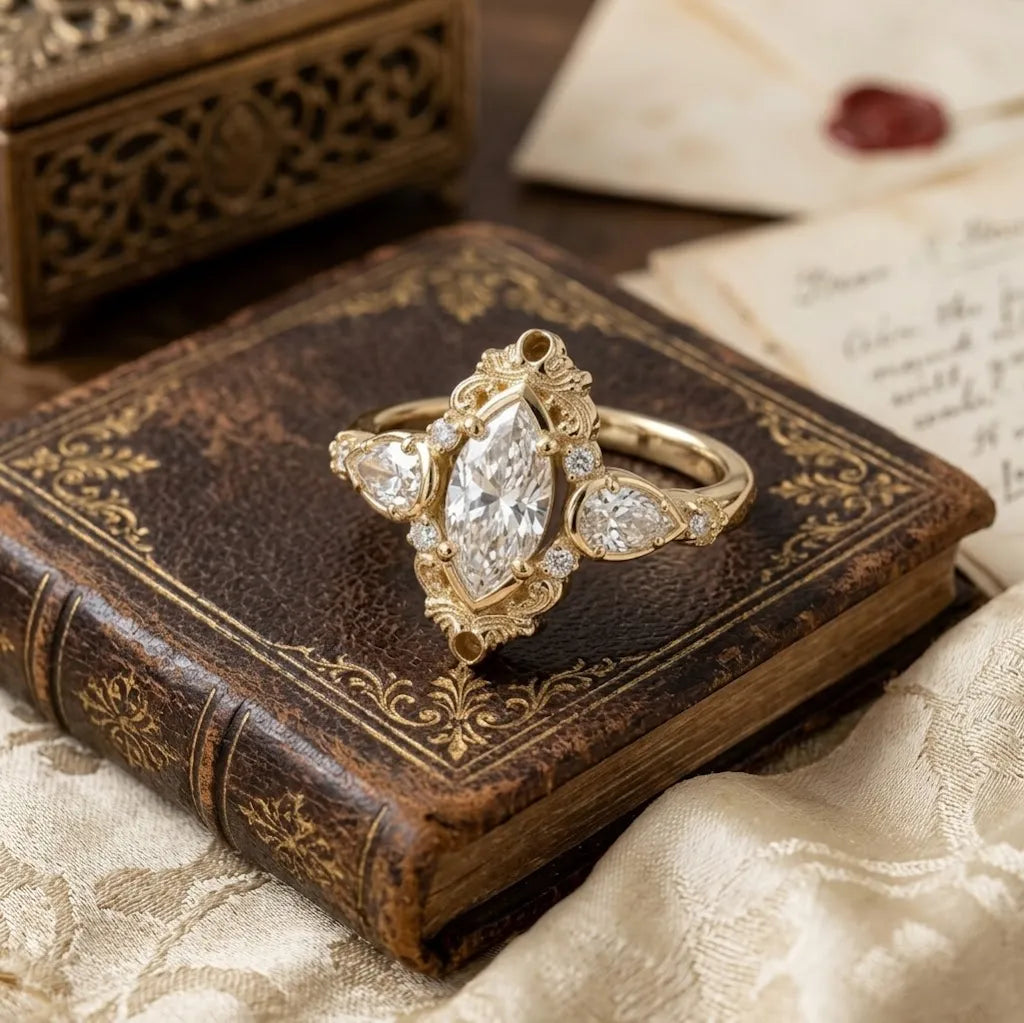 The "Odette" Handcrafted Vintage Marquise Ring — Heirloom Edition --Last Day Sale-90% OFF🔥
