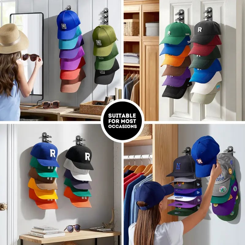 🔥Last Day 90% OFF🔥❄️Hat Rack for Wall – Baseball Cap Organizer Holds Up to 20 Hats