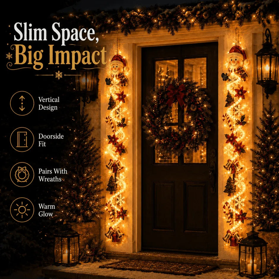 ✨Last Day 90% OFF✨– 🎄MerryCascade™ Glowing Christmas Door Hanger | 6 Festive Light Designs✨