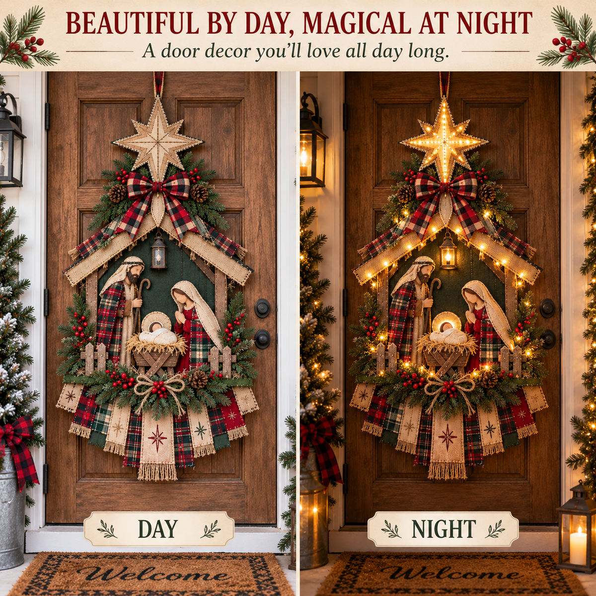 ✨Last Day 90% OFF✨– DIY Lighted Christmas Nativity Scene Door Hanging Kit 🎄