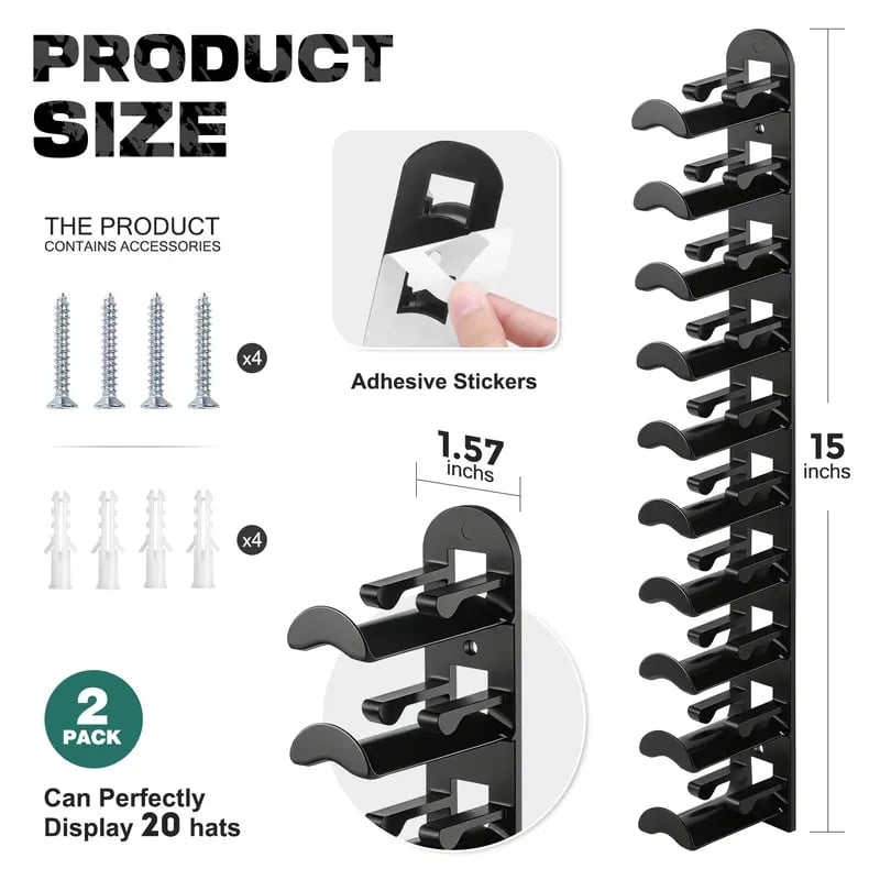 🔥Last Day 90% OFF🔥❄️Hat Rack for Wall – Baseball Cap Organizer Holds Up to 20 Hats