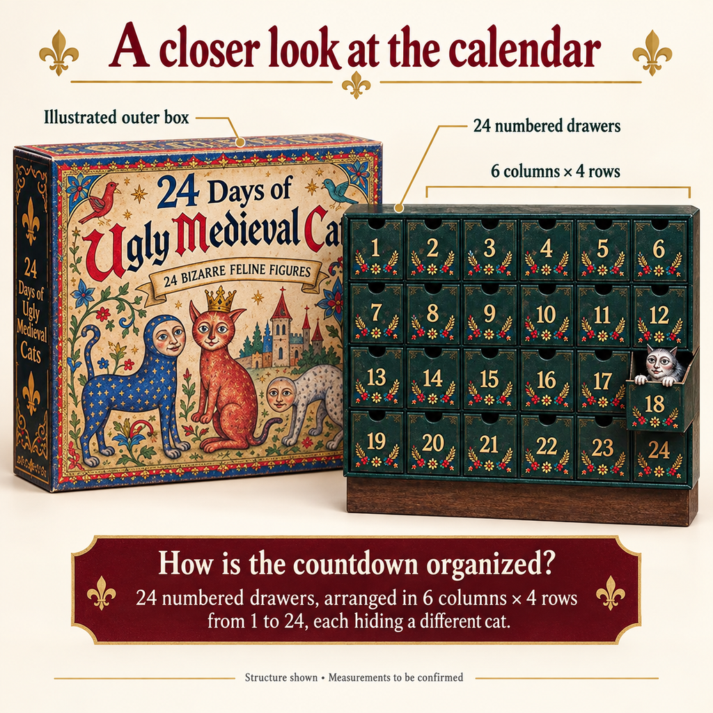 🔥Last Day 90% OFF🔥🐈🏰 24 Days of Ugly Medieval Cats – Hilariously Weird Cat Advent Calendar 2026