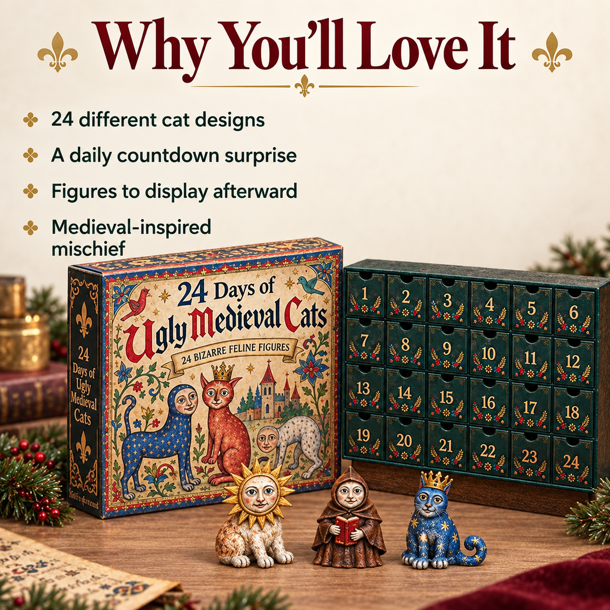 🔥Last Day 90% OFF🔥🐈🏰 24 Days of Ugly Medieval Cats – Hilariously Weird Cat Advent Calendar 2026