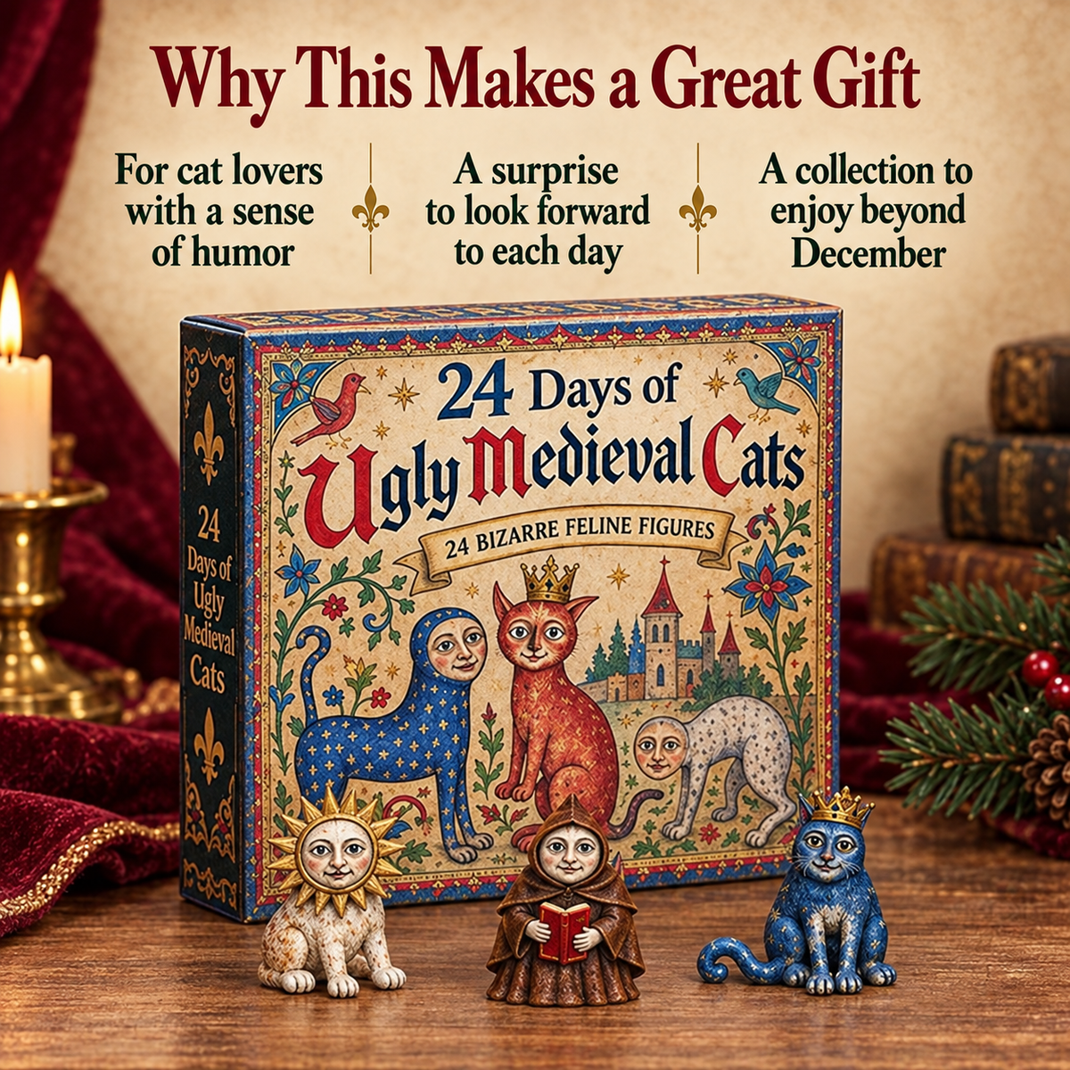 🔥Last Day 90% OFF🔥🐈🏰 24 Days of Ugly Medieval Cats – Hilariously Weird Cat Advent Calendar 2026