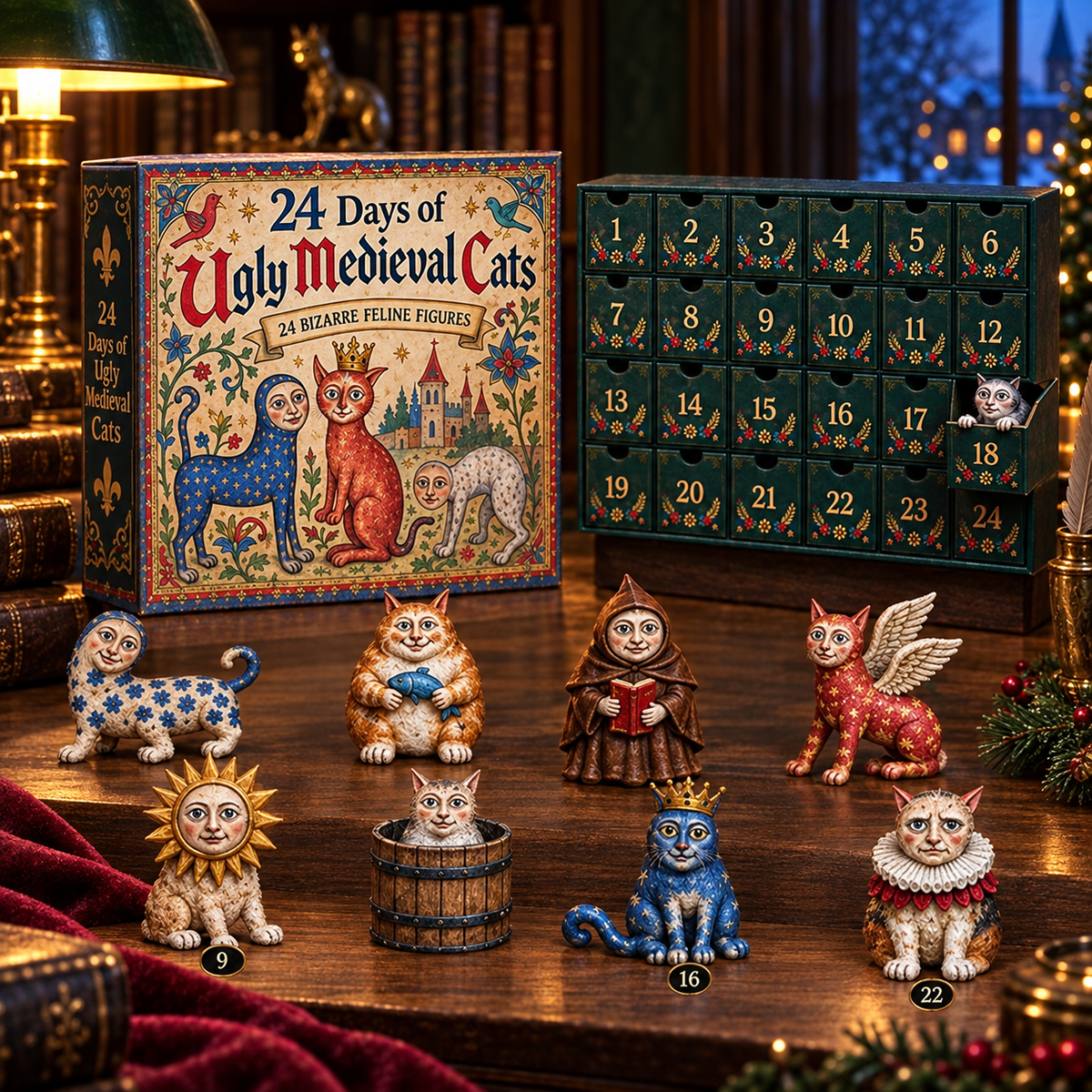 🔥Last Day 90% OFF🔥🐈🏰 24 Days of Ugly Medieval Cats – Hilariously Weird Cat Advent Calendar 2026