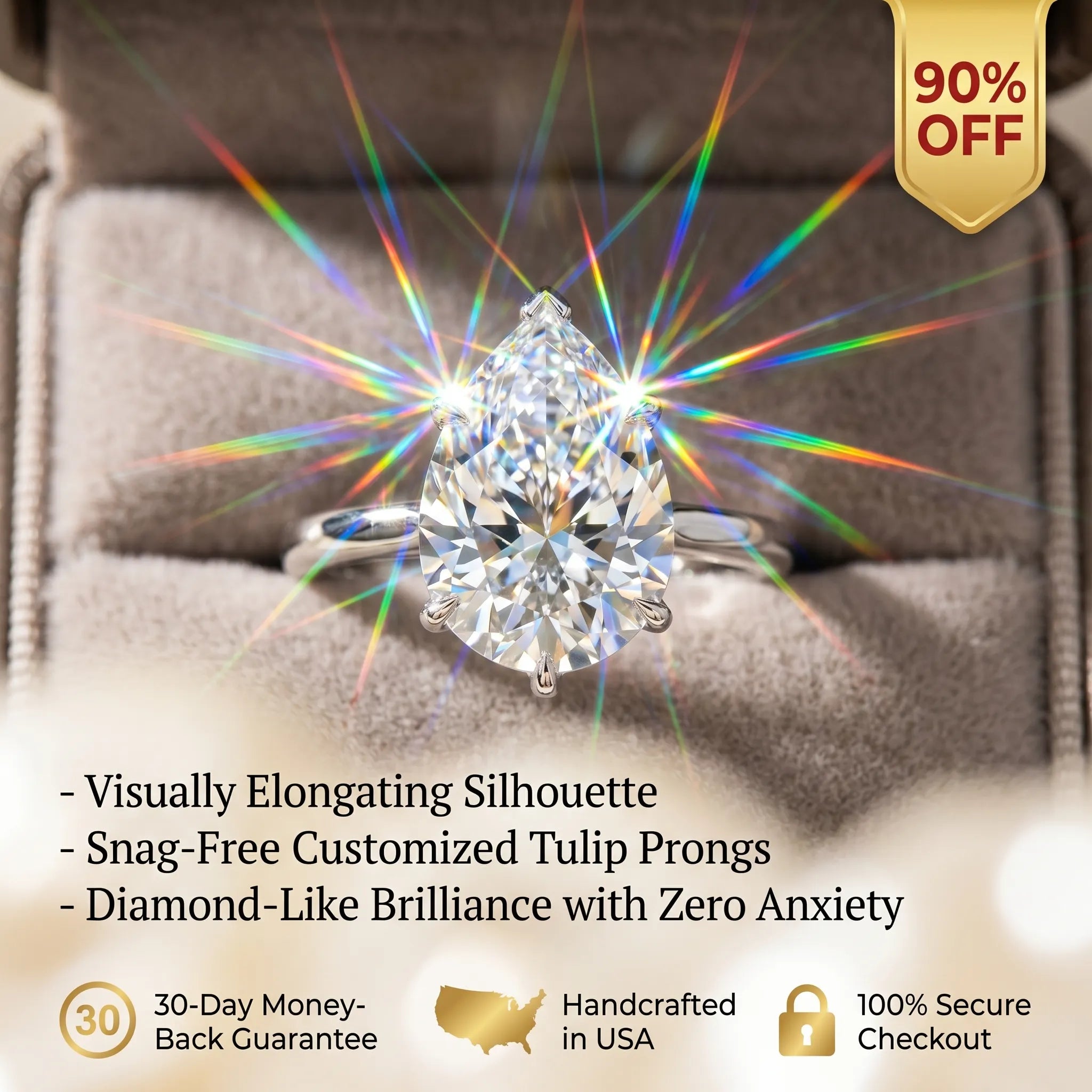 ThePear Ring: Snag-Free Tulip Setting & Flattering Elegance for Your Perfect Everyday Upgrade--Last Day Sale-90% OFF🔥