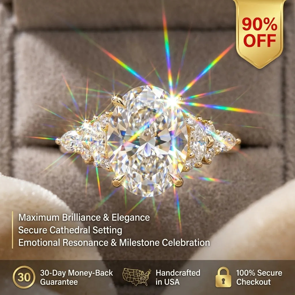 The Timeless Oval Cathedral Ring: Celebrate Your Milestone in Brilliance--Last Day Sale-90% OFF🔥