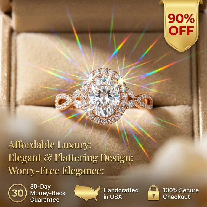 The "Petals in Bloom" Oval Halo Ring: Timeless Elegance for Every Milestone--Last Day Sale-90% OFF🔥