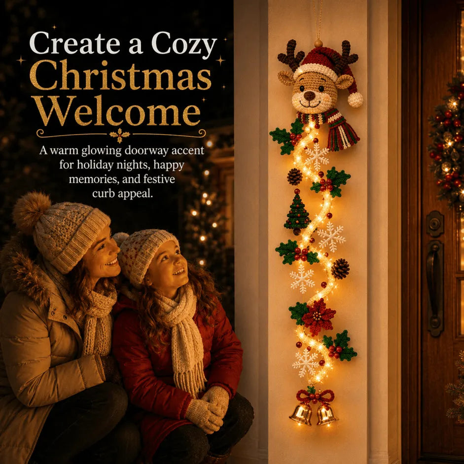 ✨Last Day 90% OFF✨– 🎄MerryCascade™ Glowing Christmas Door Hanger | 6 Festive Light Designs✨