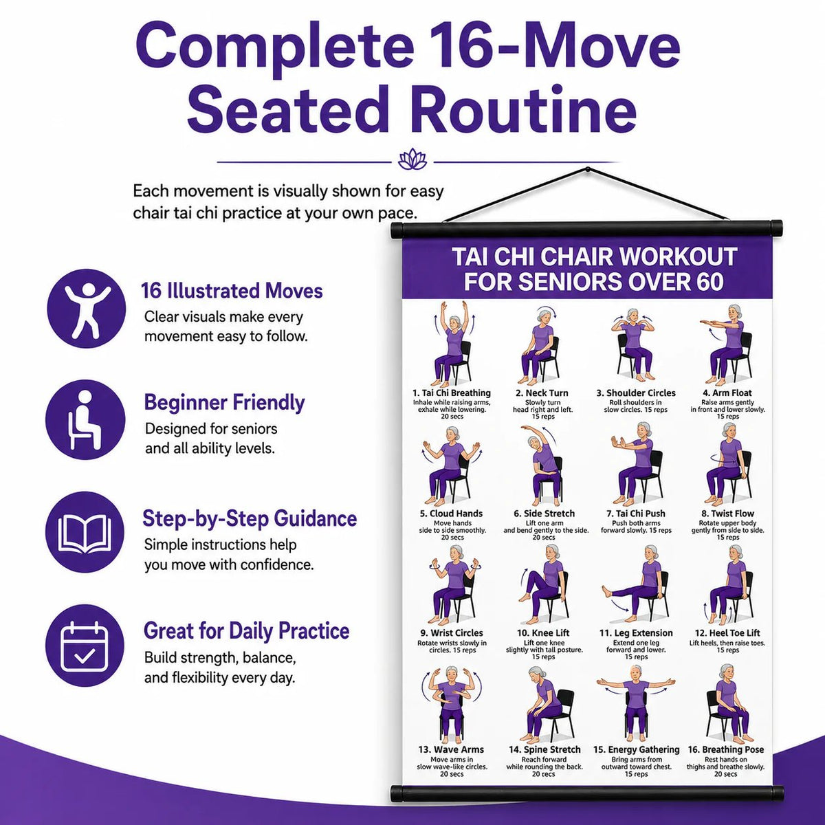 🔥Last Day 90% OFF🔥❄️🔥Tai Chi Chair Workout Chart for Seniors (16 x 24 inches)