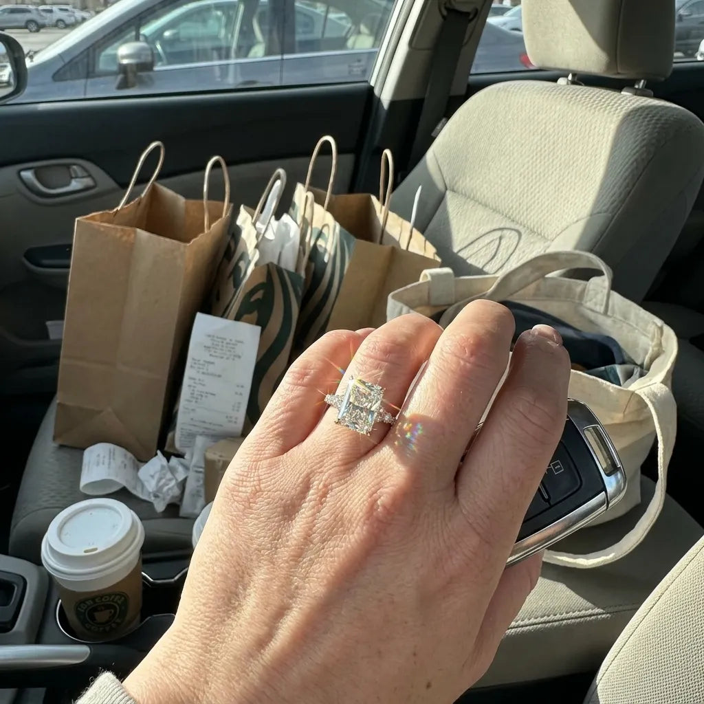 A Little Sparkle For Yourself: 1-5-Carat Flawless Radiant Cut Moissanite Ring (Hidden Halo, VVS1)-Last Day Sale🔥-90% OFF