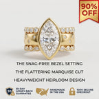 The Timeless Heirloom: 5-Carat Marquise Bezel Ring with Vintage Star Details--Last Day Sale-90% OFF🔥