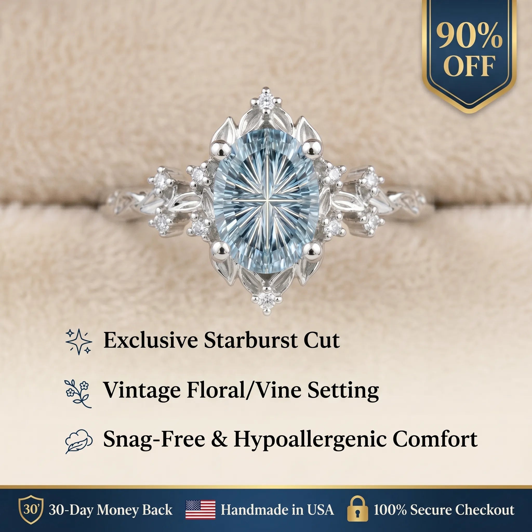 The Briar Rose Vintage Halo Ring | Starburst Cut Heirloom Elegance-Last Day Sale🔥90% OFF