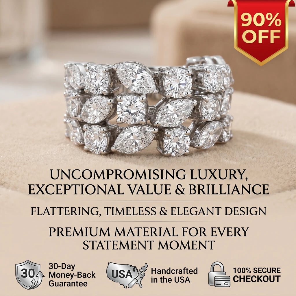 2.79 Carat VVS Diamond Statement Ring in Solid 14K White Gold--Last Day Sale-90% OFF🔥