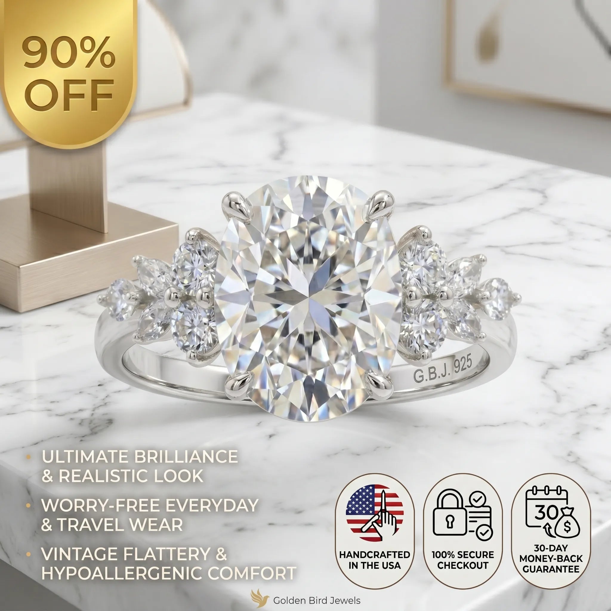 The Oval Nova™ Premium Moissanite Ring | Vintage Elegance & Worry-Free Travel Diamond Alternative--Last Day Sale-90% OFF🔥