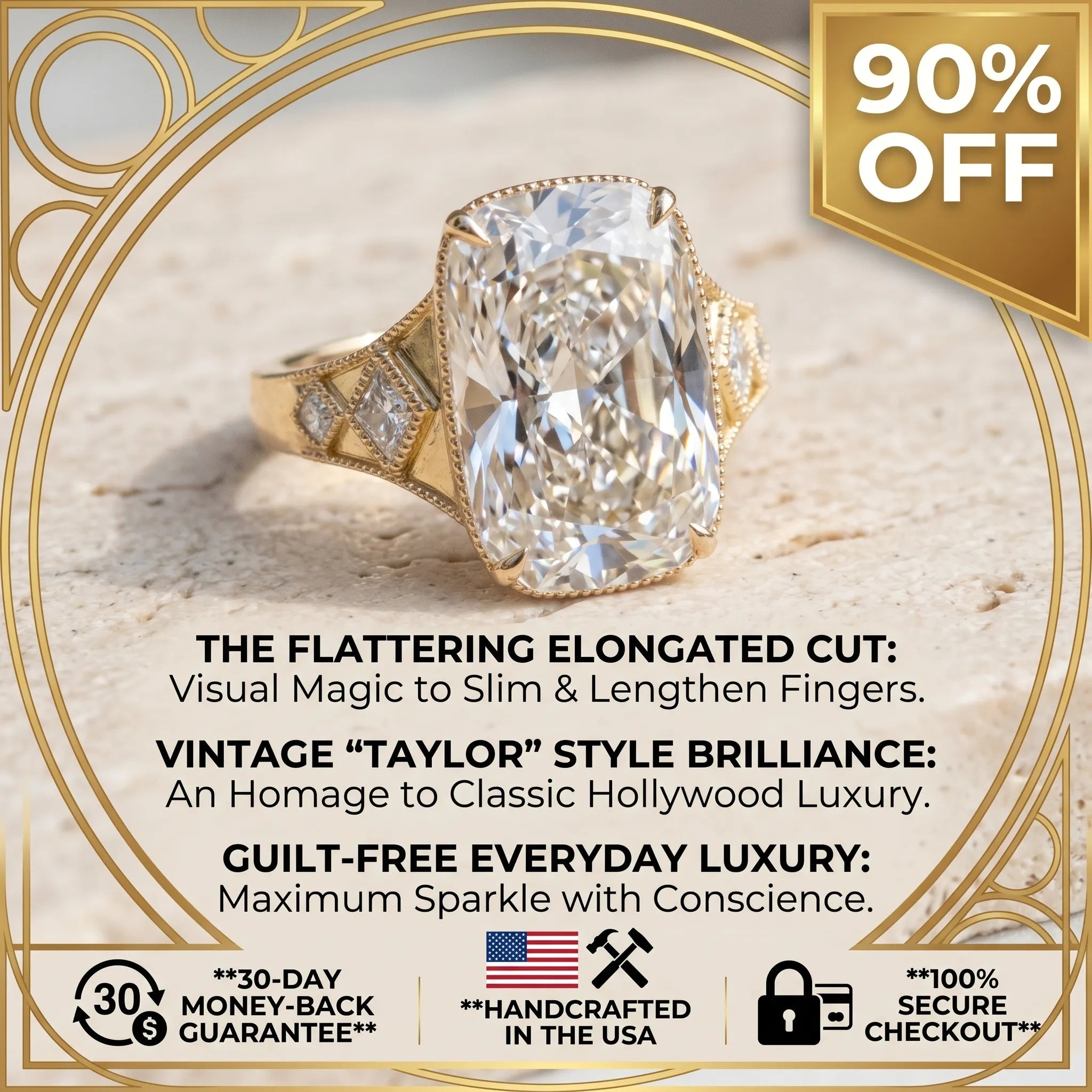 The Heirloom Collection: Vintage Elongated Cushion Ring for Everyday Brilliance--Last Day Sale-90% OFF🔥