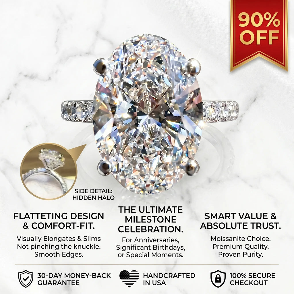 5.50 Ct Oval Lab-Grown Diamond Ring with Hidden Halo | The Ultimate Milestone Crown Jewel--Last Day Sale🔥90% OFF