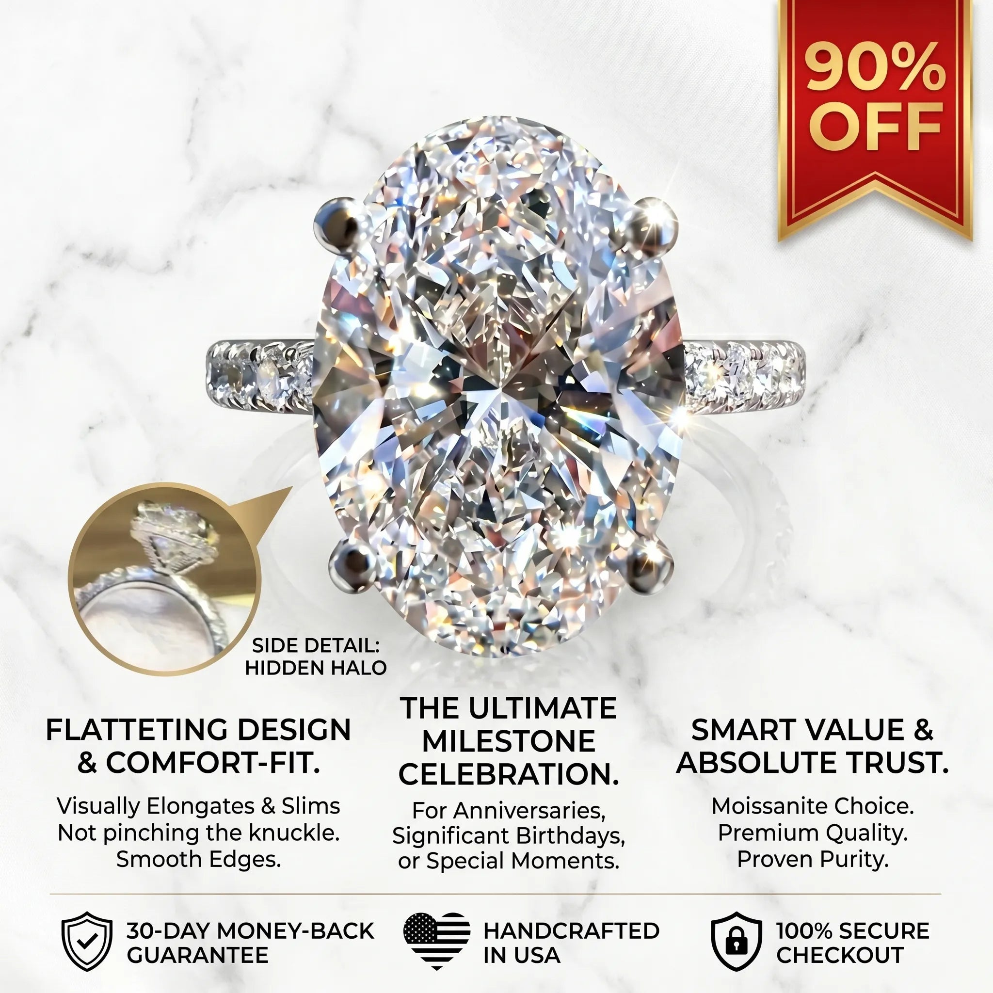 5.50 Ct Oval Lab-Grown Diamond Ring with Hidden Halo | The Ultimate Milestone Crown Jewel--Last Day Sale🔥90% OFF