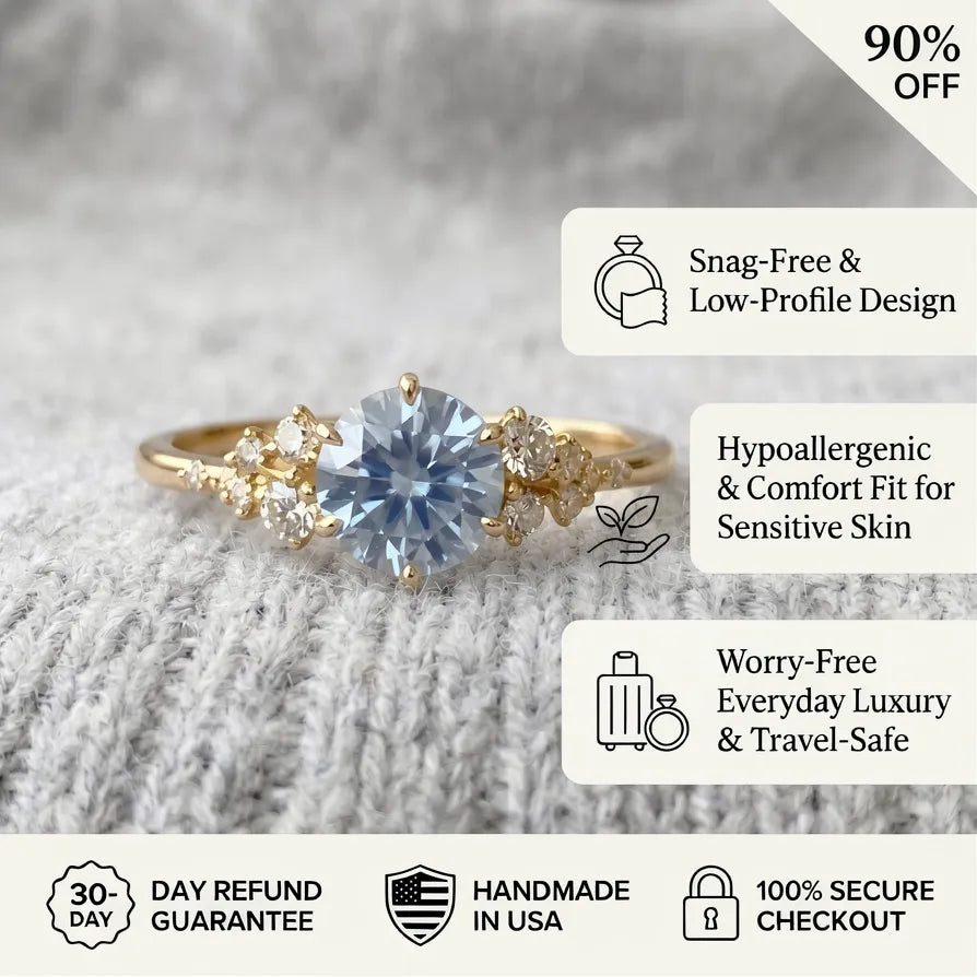 Vintage Aquamarine Ring | Snag-Free Comfort Fit in 14K Gold Finish--Last Day Sale-90% OFF🔥
