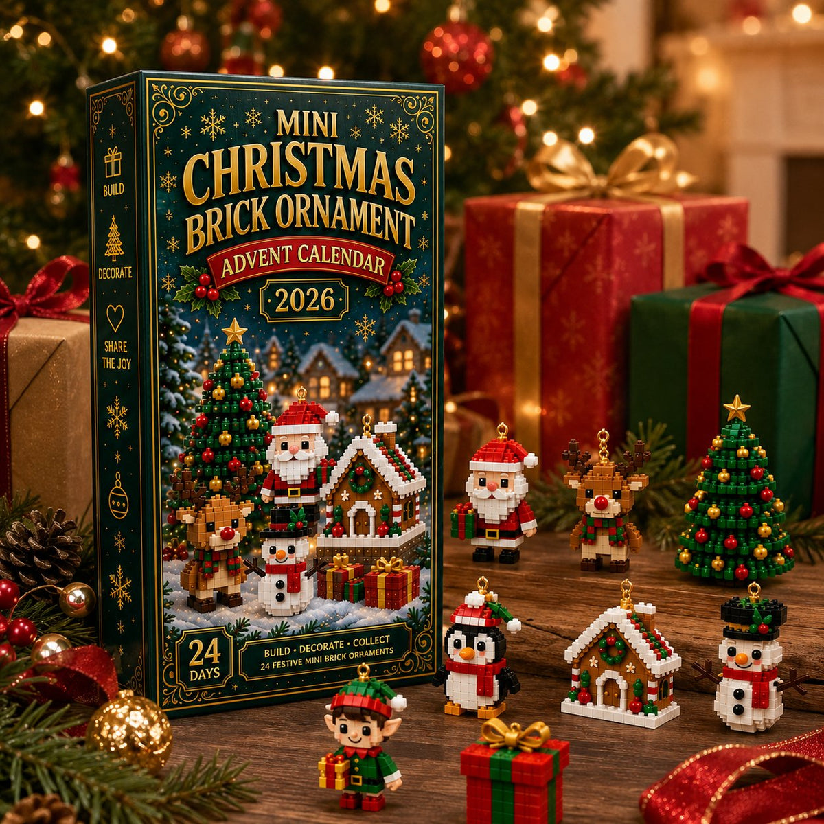 🔥Last Day 90% OFF🔥– 🎄 24-Day Mini Christmas Ornament Advent Calendar | 24 unique festive buildable designs with hanging loops—perfect for decorating Christmas trees, wreaths, and holiday displays 🧱