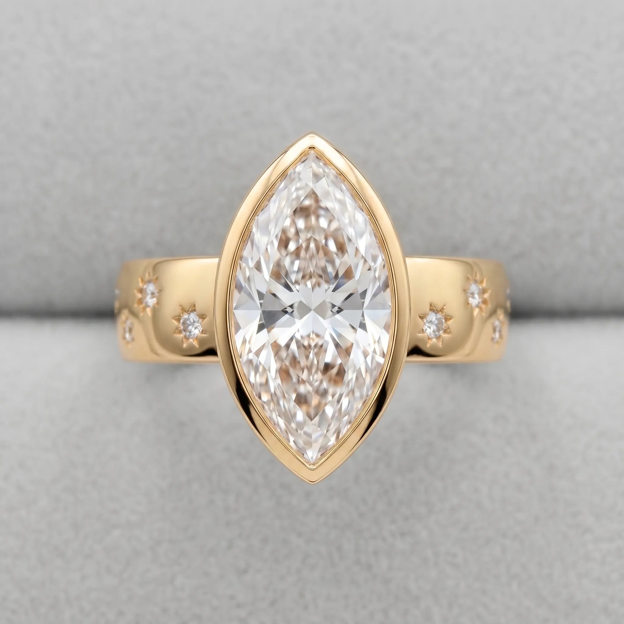 The Timeless Heirloom: 5-Carat Marquise Bezel Ring with Vintage Star Details--Last Day Sale-90% OFF🔥