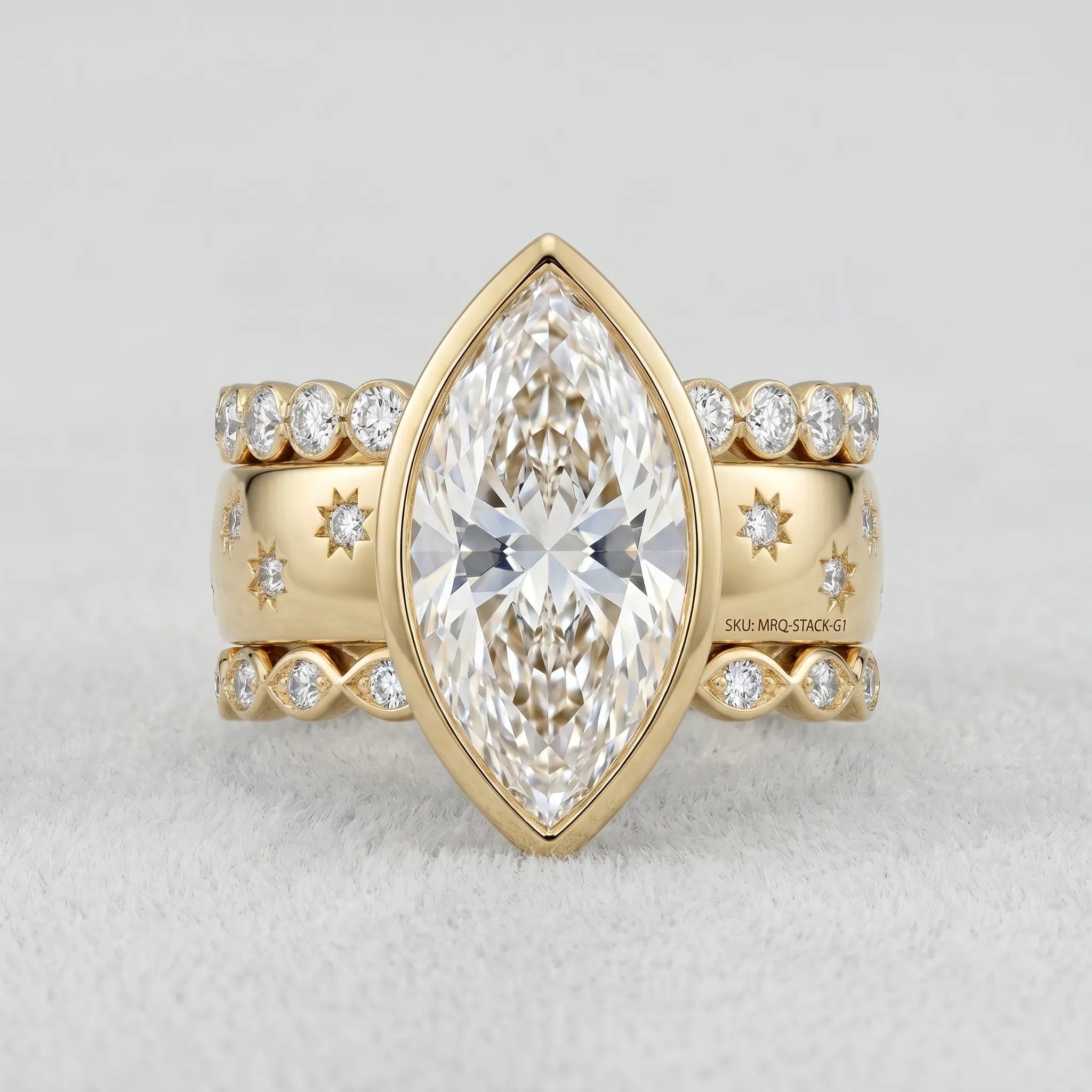 The Timeless Heirloom: 5-Carat Marquise Bezel Ring with Vintage Star Details--Last Day Sale-90% OFF🔥