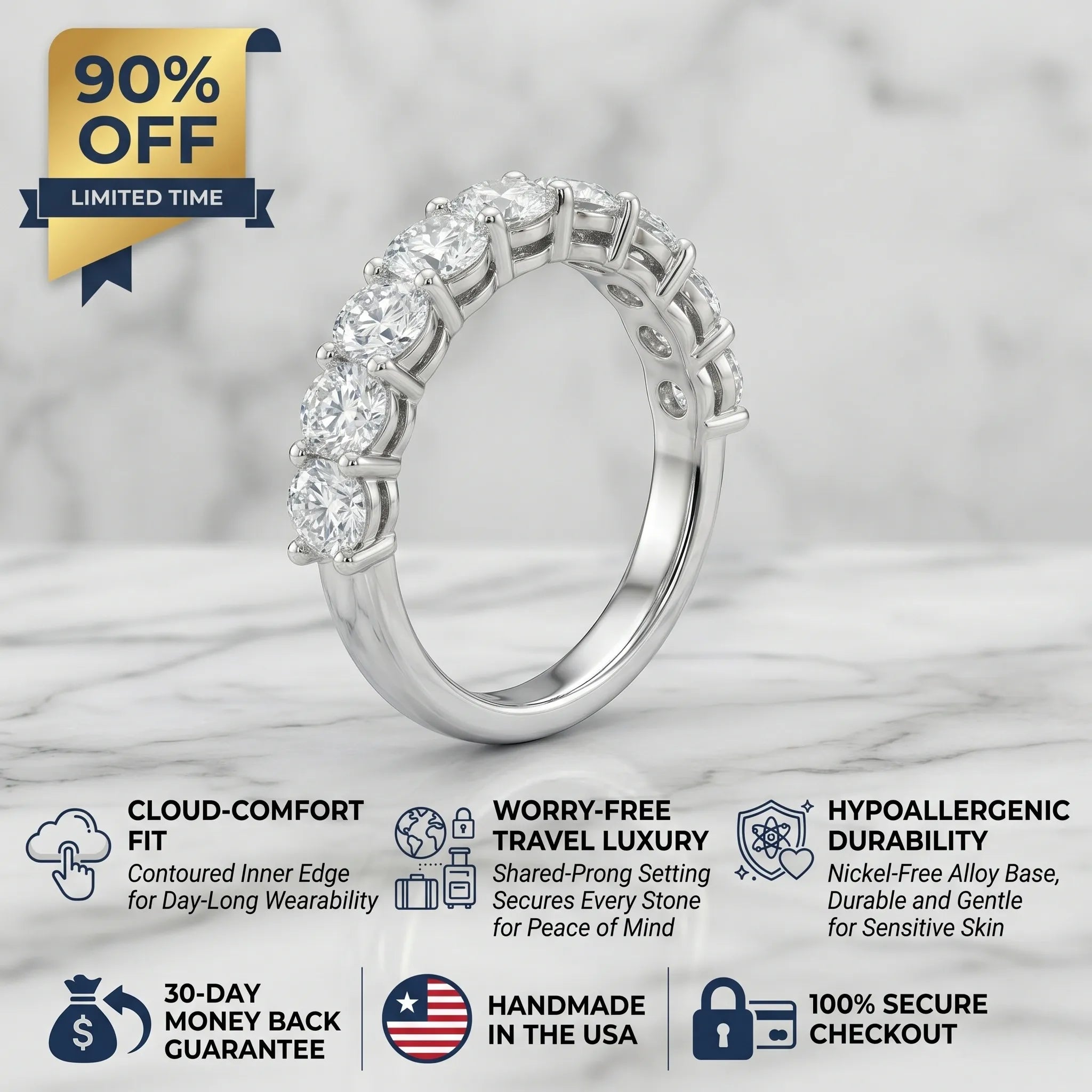 The Timeless Brilliance Eternity Band | Cloud-Comfort Fit & Flawless Sparkle--Last Day Sale-90% OFF🔥